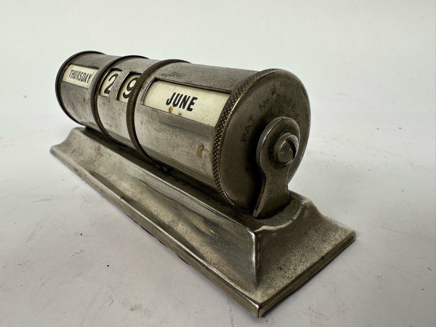 Vintage Art Deco Metal Desk Calendar Originally Owned By Joan Crawford (Client Did Makeup For Joan Crawford And She Gifted It Directly To Client) 5.25W X 1.5D X 1.5H [Photo 5]