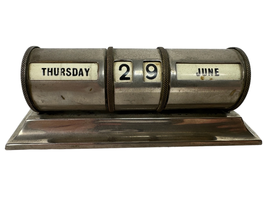 Vintage Art Deco Metal Desk Calendar Originally Owned By Joan Crawford (Client Did Makeup For Joan Crawford And She Gifted It Directly To Client) 5.25W X 1.5D X 1.5H