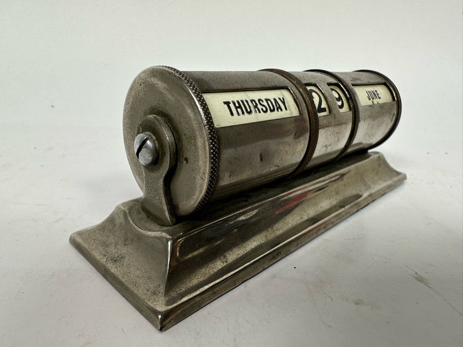 Vintage Art Deco Metal Desk Calendar Originally Owned By Joan Crawford (Client Did Makeup For Joan Crawford And She Gifted It Directly To Client) 5.25W X 1.5D X 1.5H [Photo 4]