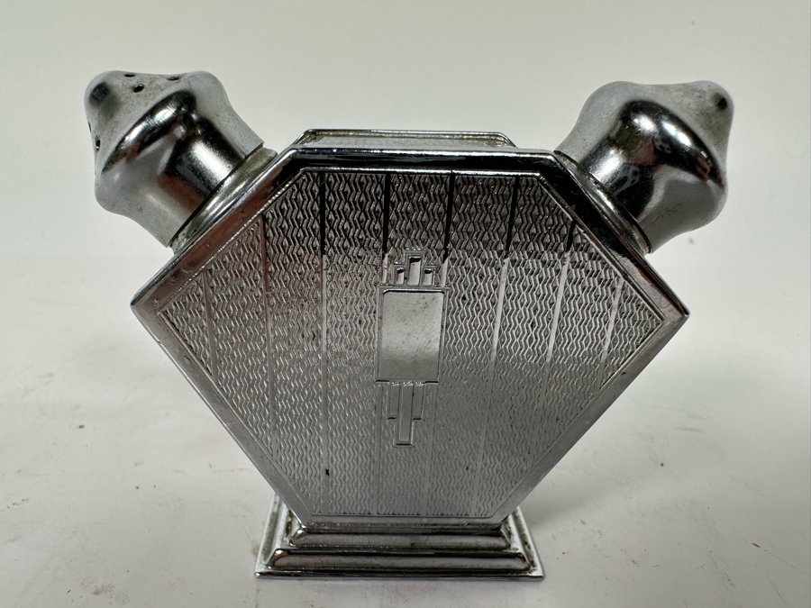 Vintage Art Deco Metal Salt & Pepper Shaker 3W X 2.5H [Photo 5]