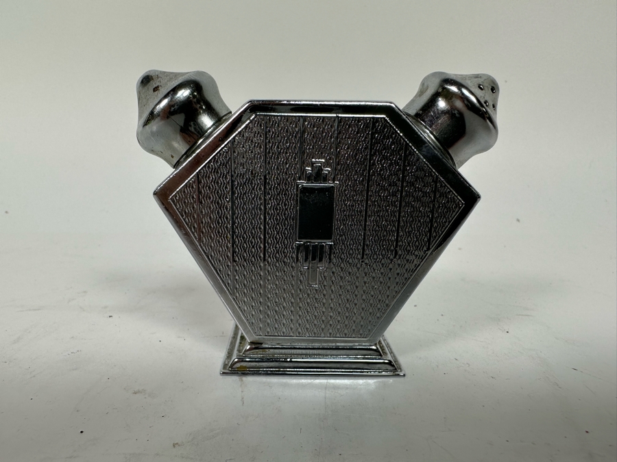 Vintage Art Deco Metal Salt & Pepper Shaker 3W X 2.5H [Photo 3]