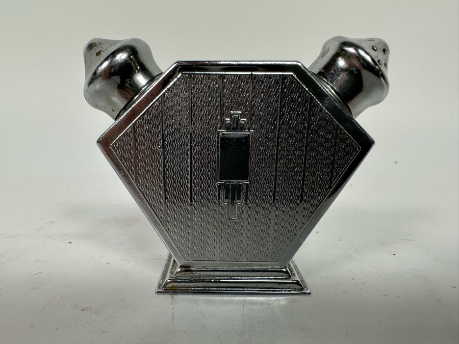 Vintage Art Deco Metal Salt & Pepper Shaker 3W X 2.5H [Photo 2]
