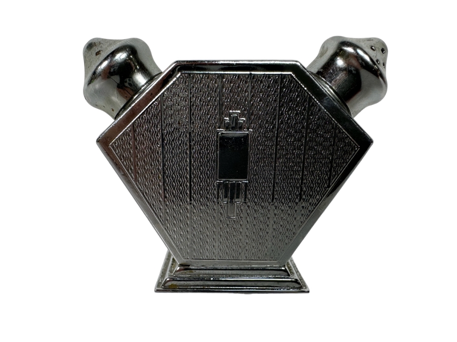 Vintage Art Deco Metal Salt & Pepper Shaker 3W X 2.5H