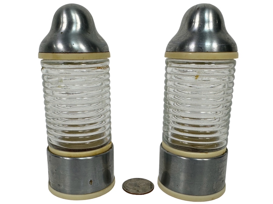Vintage Art Deco Tappit Condiment Dispenser By The Food Dispenser Co, A Pair 5H