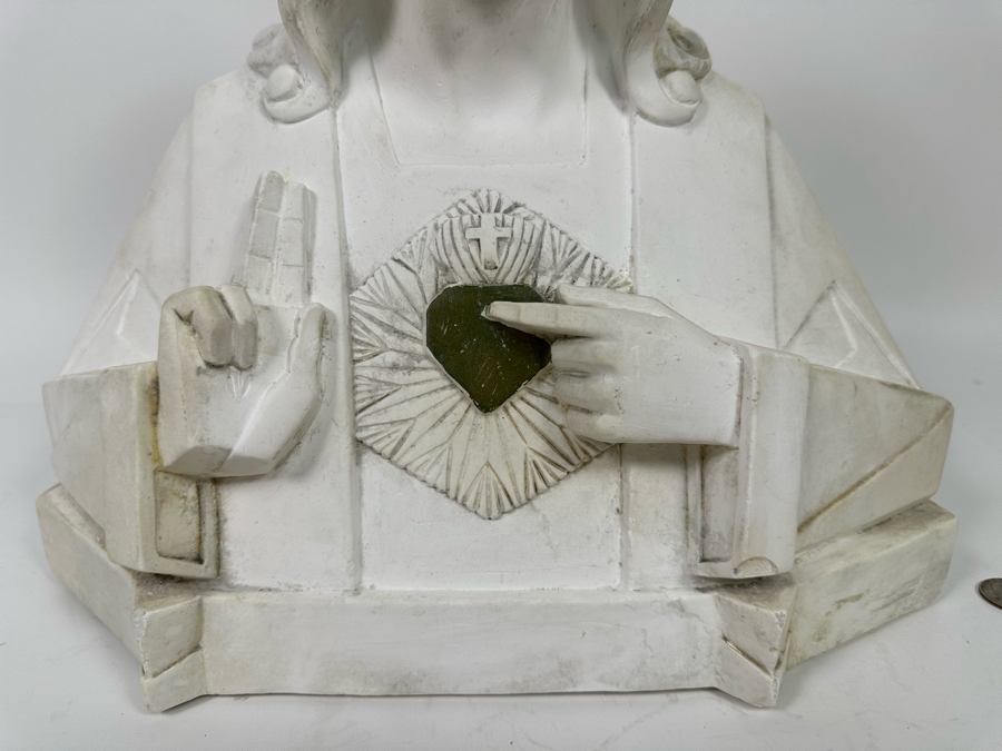 Giovanni Battista Guelphi Plaster Bust Of Jesus Signed G. Guelfi Giumta 570 Depose 14W X 6.5D X 15.5H [Photo 7]
