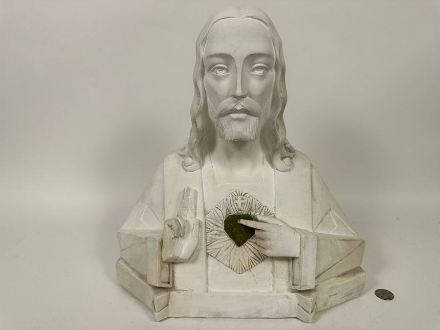 Giovanni Battista Guelphi Plaster Bust Of Jesus Signed G. Guelfi Giumta 570 Depose 14W X 6.5D X 15.5H [Photo 4]