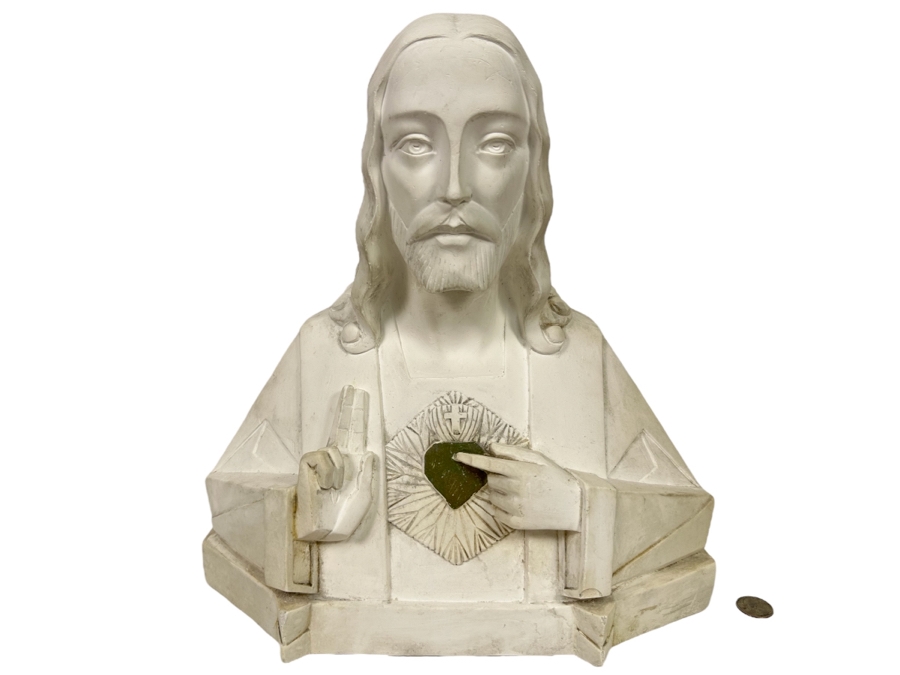 Giovanni Battista Guelphi Plaster Bust Of Jesus Signed G. Guelfi Giumta 570 Depose 14W X 6.5D X 15.5H