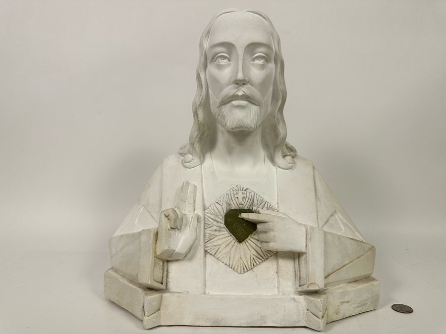 Giovanni Battista Guelphi Plaster Bust Of Jesus Signed G. Guelfi Giumta 570 Depose 14W X 6.5D X 15.5H [Photo 5]