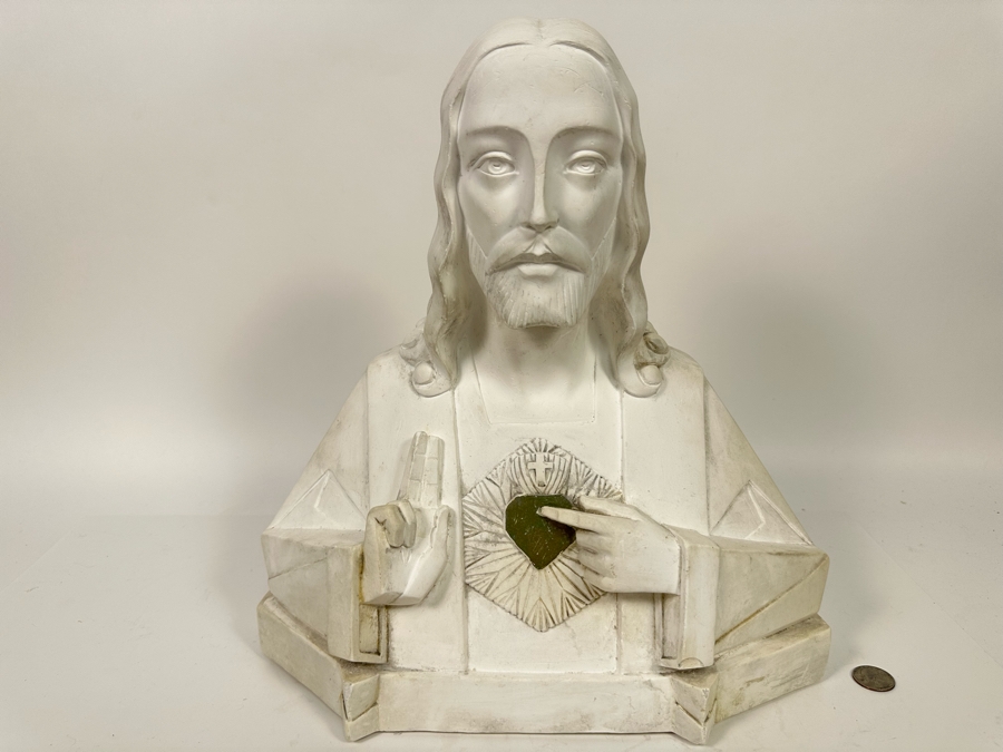 Giovanni Battista Guelphi Plaster Bust Of Jesus Signed G. Guelfi Giumta 570 Depose 14W X 6.5D X 15.5H [Photo 2]