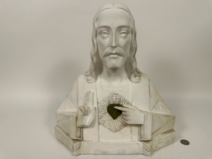 Giovanni Battista Guelphi Plaster Bust Of Jesus Signed G. Guelfi Giumta 570 Depose 14W X 6.5D X 15.5H [Photo 3]