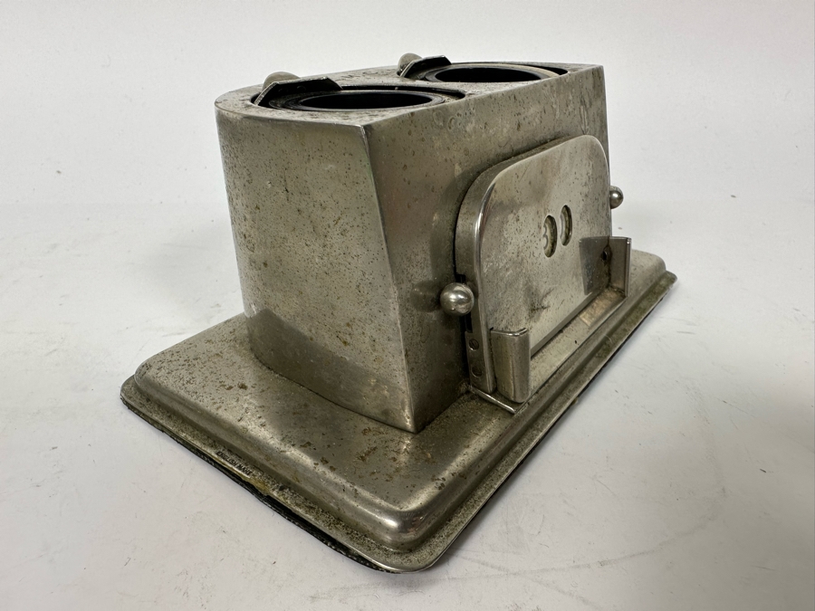 Vintage Art Deco English Double Inkwell With Adjustable Calendar Day Desk Set Signed English Make 6W X 3.5D X 2.5H [Photo 7]