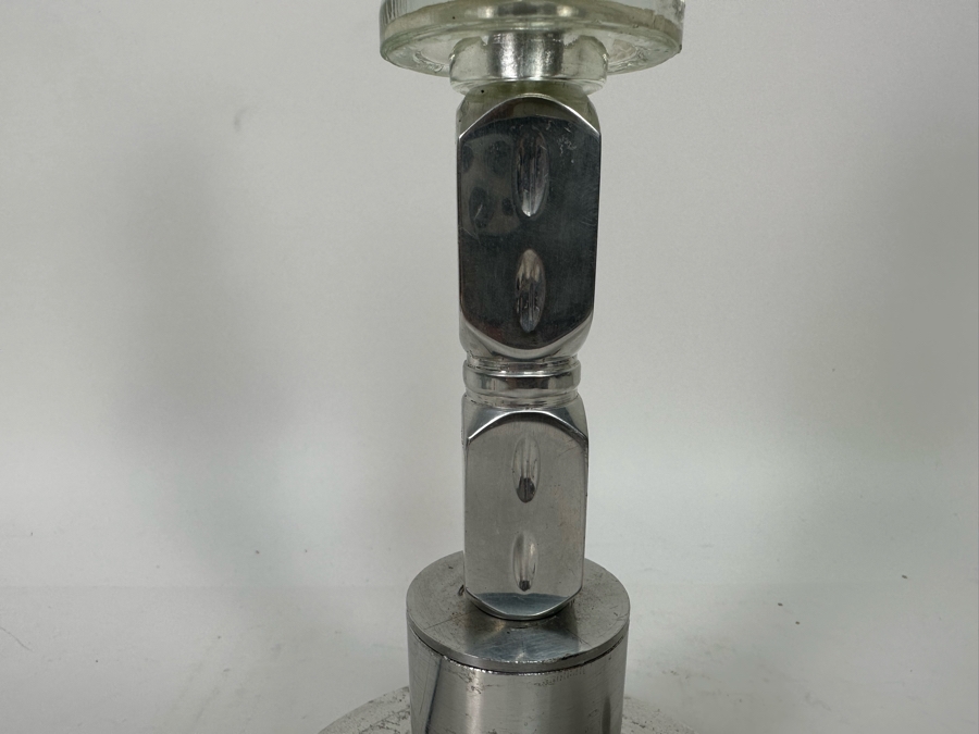 Vintage Art Deco Aluminum And Glass Insulator Table Lamp Without Shade 15H [Photo 7]