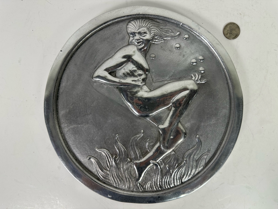 Vintage Art Deco Aluminum Relief Wall Plaque Sculpture 10.5W [Photo 3]