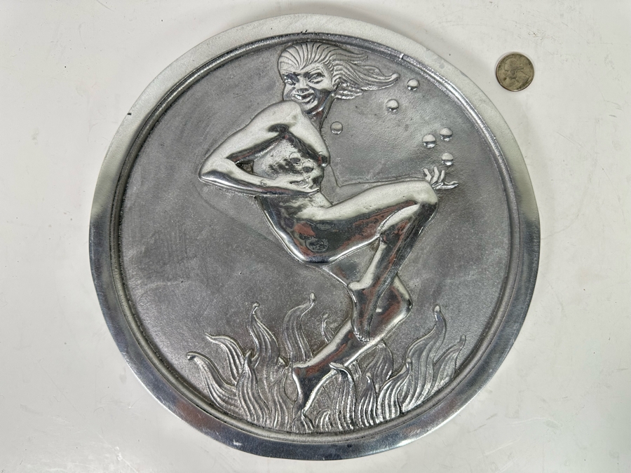 Vintage Art Deco Aluminum Relief Wall Plaque Sculpture 10.5W [Photo 2]