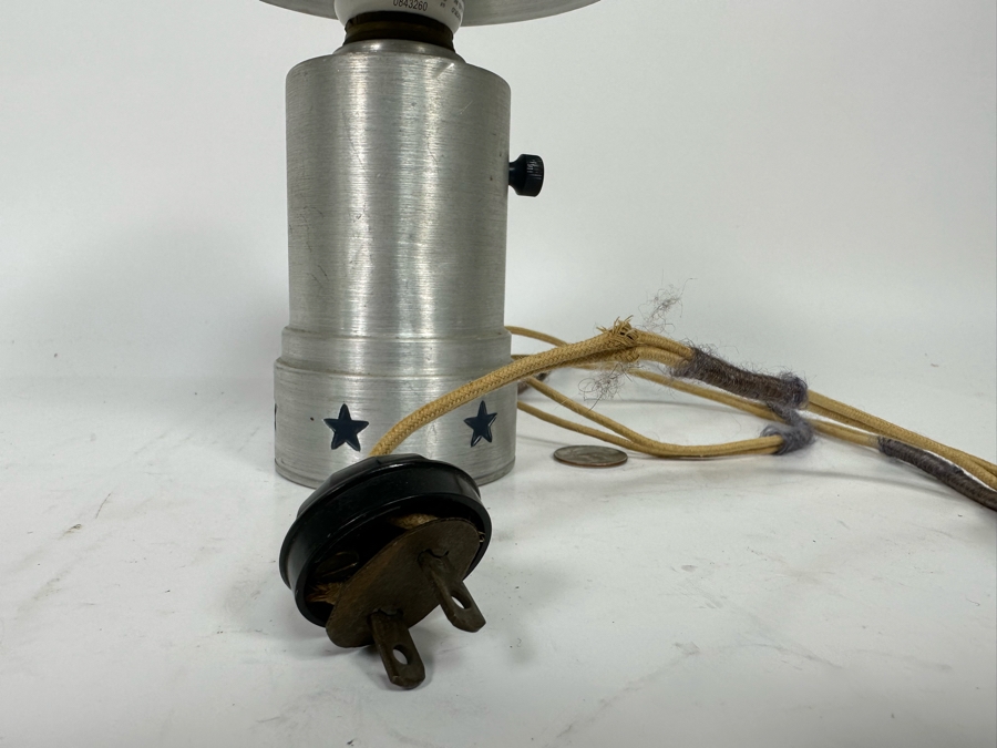 Vintage Art Deco Aluminum Metal Lamp With Stars And Metal Shade 9H [Photo 10]