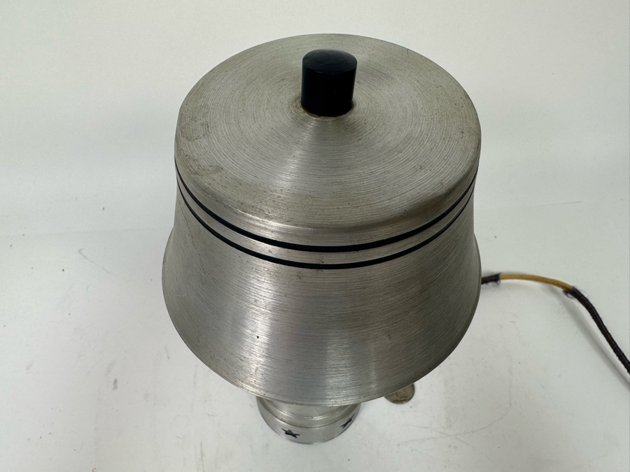 Vintage Art Deco Aluminum Metal Lamp With Stars And Metal Shade 9H [Photo 7]