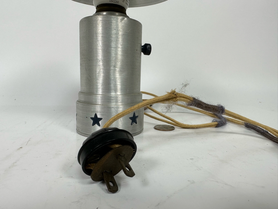 Vintage Art Deco Aluminum Metal Lamp With Stars And Metal Shade 9H [Photo 9]