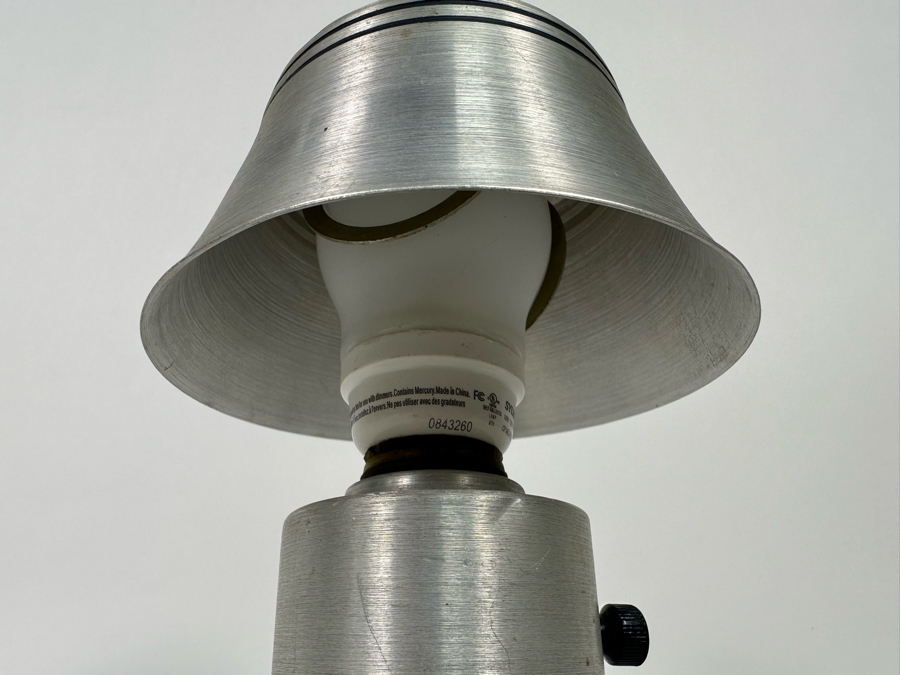 Vintage Art Deco Aluminum Metal Lamp With Stars And Metal Shade 9H [Photo 6]