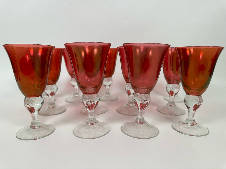 13 Ruby Red Stemware Glasses 6 3/4H [Photo 3]