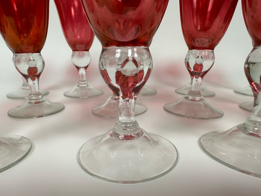 13 Ruby Red Stemware Glasses 6 3/4H [Photo 6]