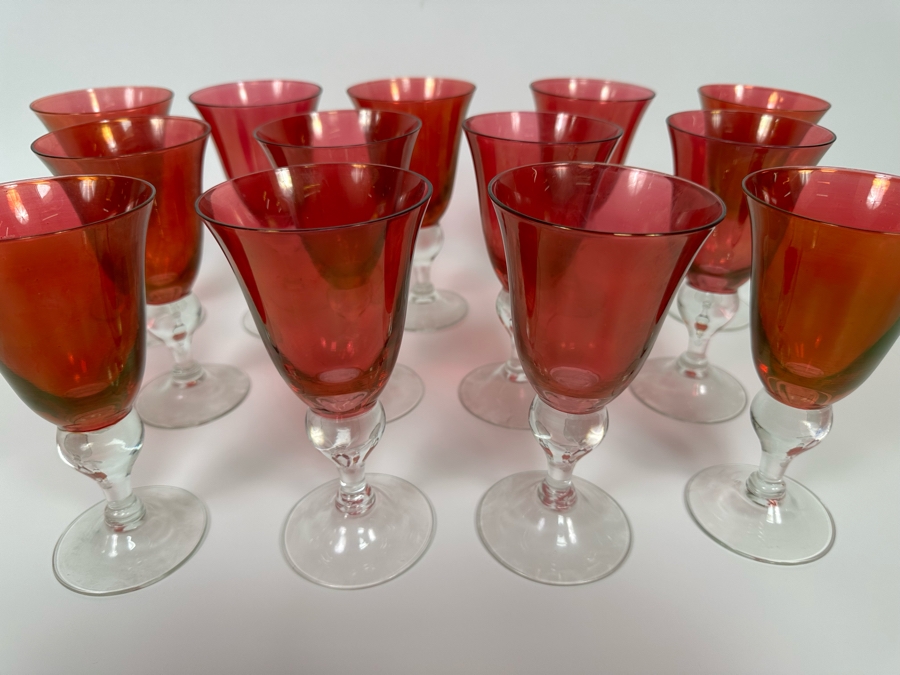 13 Ruby Red Stemware Glasses 6 3/4H [Photo 4]