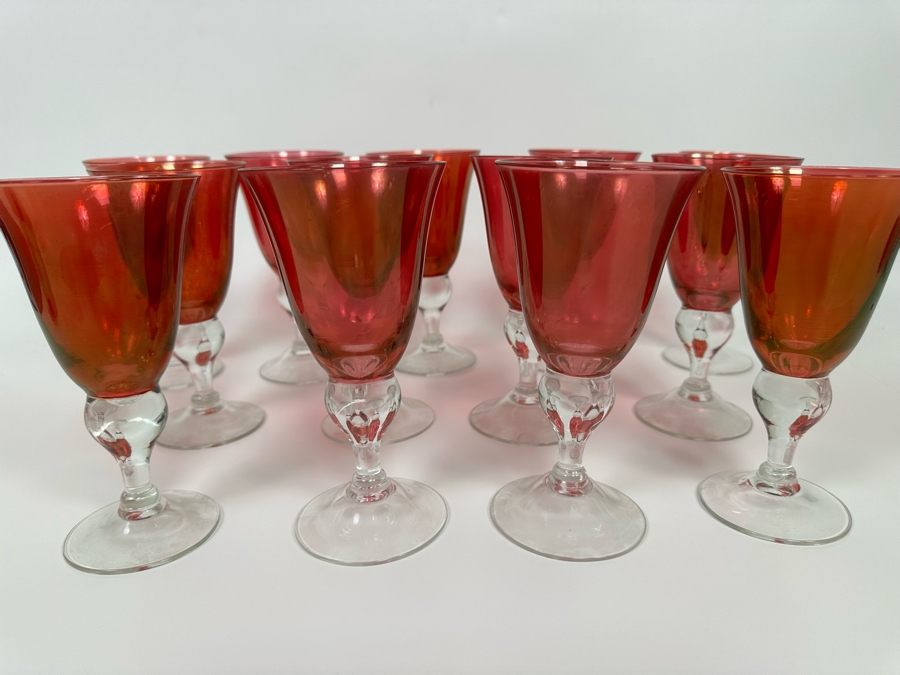 13 Ruby Red Stemware Glasses 6 3/4H [Photo 2]
