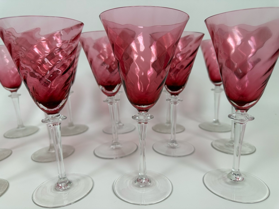 14 Ruby Pink Swirl Crystal Wine Stemware Glasses [Photo 6]
