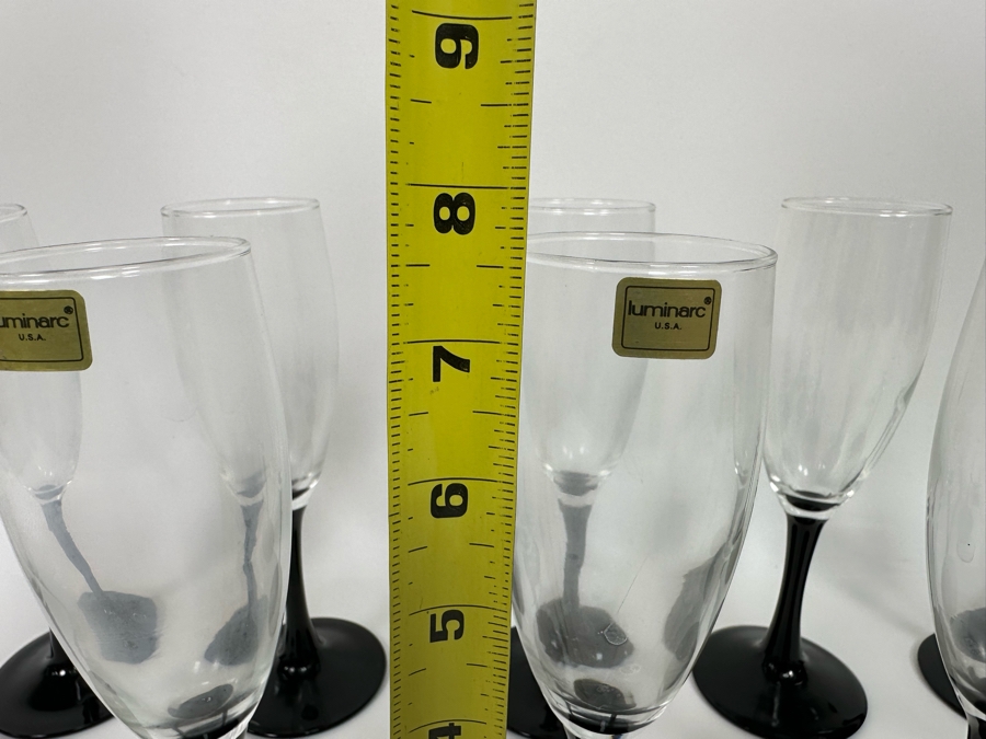10 Luminarc Champagne Flutes Stemware Glasses 7.5H [Photo 7]