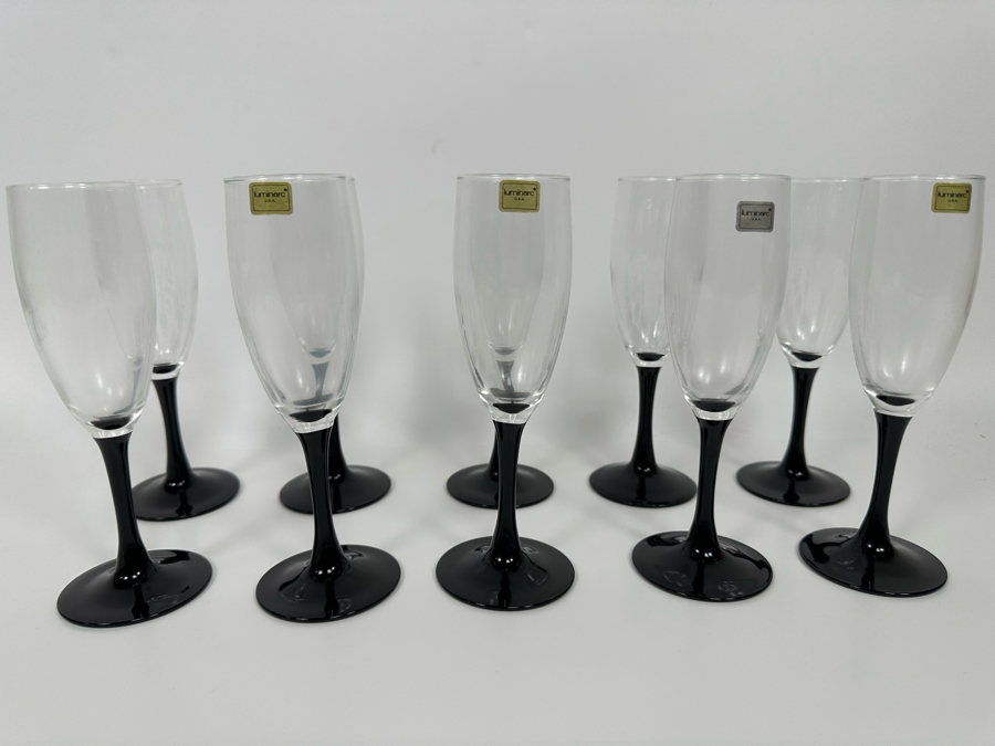 10 Luminarc Champagne Flutes Stemware Glasses 7.5H [Photo 2]