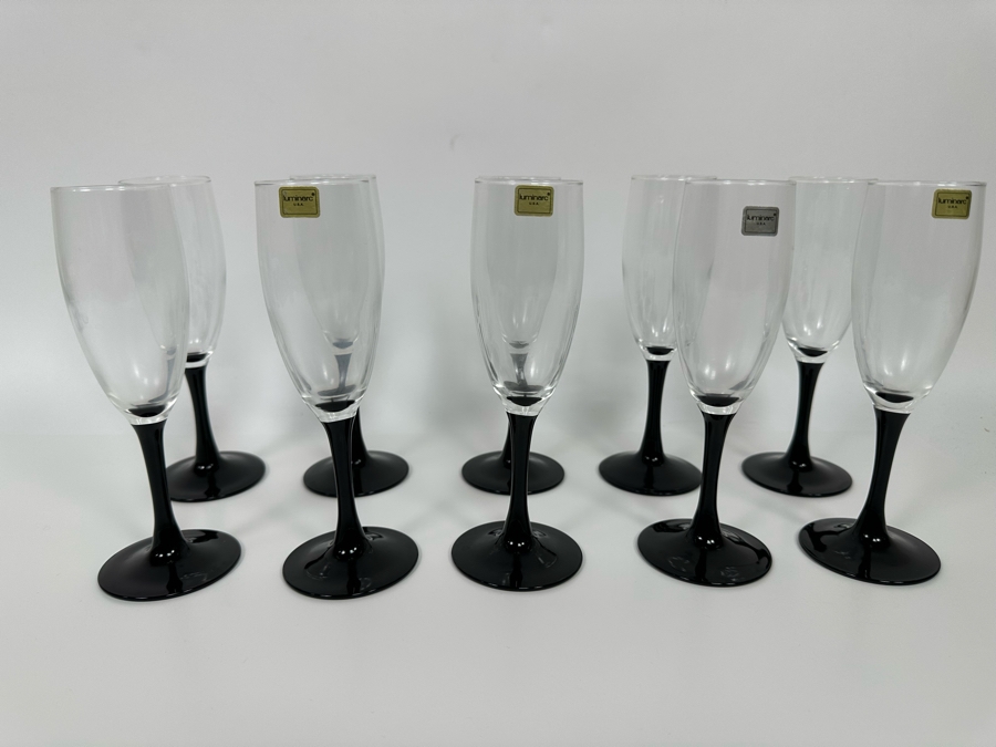 10 Luminarc Champagne Flutes Stemware Glasses 7.5H [Photo 1]