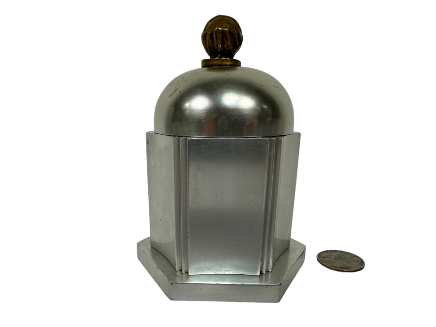Lurelle Guild (1898-1985) For Kensington Vintage Art Deco Machine Age Aluminum Cigarette Box 3.5W X 4.5H [Photo 1]