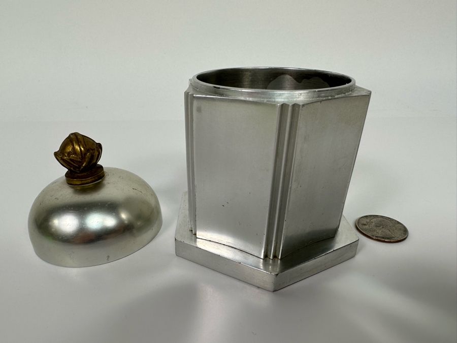 Lurelle Guild (1898-1985) For Kensington Vintage Art Deco Machine Age Aluminum Cigarette Box 3.5W X 4.5H [Photo 6]