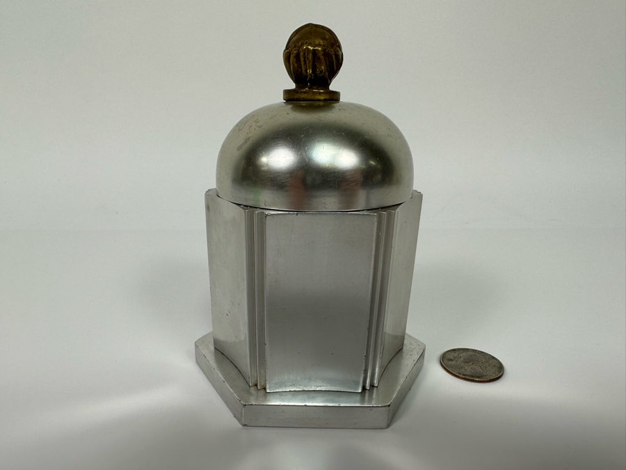 Lurelle Guild (1898-1985) For Kensington Vintage Art Deco Machine Age Aluminum Cigarette Box 3.5W X 4.5H [Photo 2]