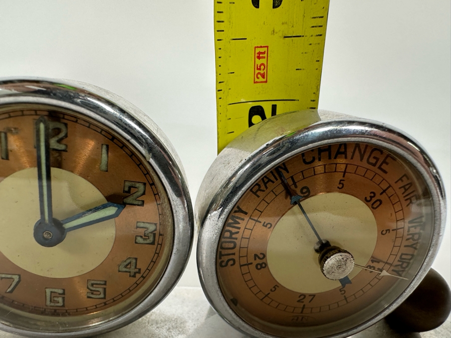 Vintage Art Deco Desk Clock (Not Working) And Weather Barometer Originally Owned By Joan Crawford (Client Did Makeup For Joan Crawford And She Gifted It Directly To Client) 6W X 1D X 2H [Photo 10]