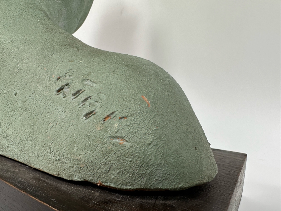 Original Vintage Art Deco Painted Terracotta Female Bust Sculpture Signed Patrik 15W X 5.5D X 14H [Photo 15]