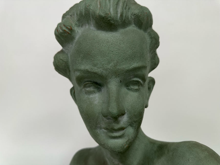 Original Vintage Art Deco Painted Terracotta Female Bust Sculpture Signed Patrik 15W X 5.5D X 14H [Photo 7]