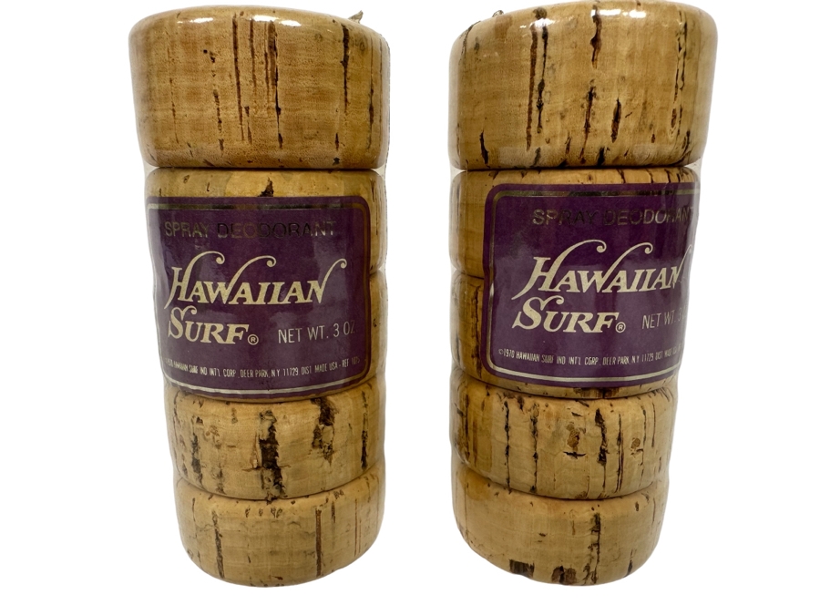 Rare Pair Of Vintage Sealed Hawaiian Surf Spray Deodorant 3oz Fishing Float Cork Packaging 5H [Photo 1]