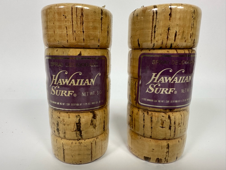 Rare Pair Of Vintage Sealed Hawaiian Surf Spray Deodorant 3oz Fishing Float Cork Packaging 5H [Photo 2]