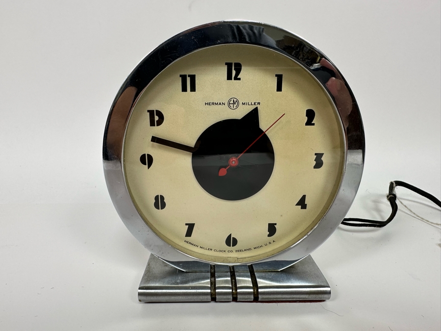 Gilbert Rohde For Herman Miller Original Chrome Art Deco Electric Alarm Clock Needs Servicing 6W X 3D X 6.25H [Photo 2]