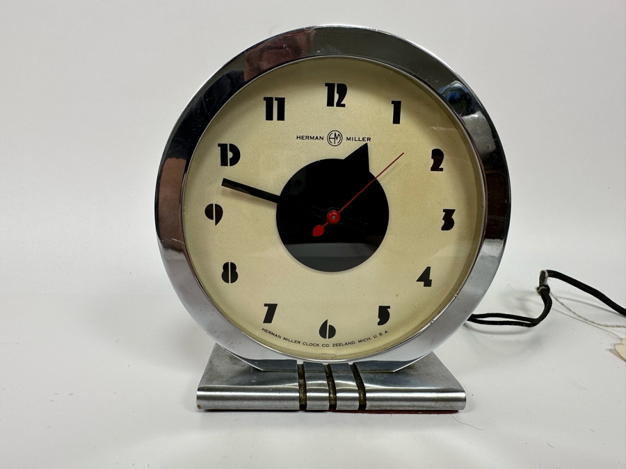 Gilbert Rohde For Herman Miller Original Chrome Art Deco Electric Alarm Clock Needs Servicing 6W X 3D X 6.25H [Photo 3]