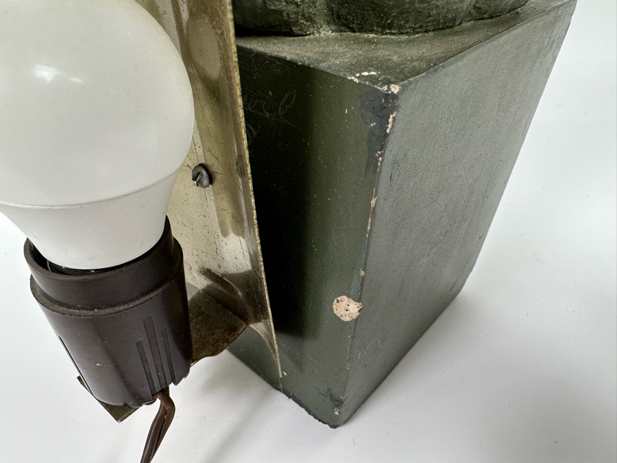 Vintage Art Deco Painted Cast Concrete Bust Sculpture With Back Light, Heavy 4.25W X 6D X 12H [Photo 13]