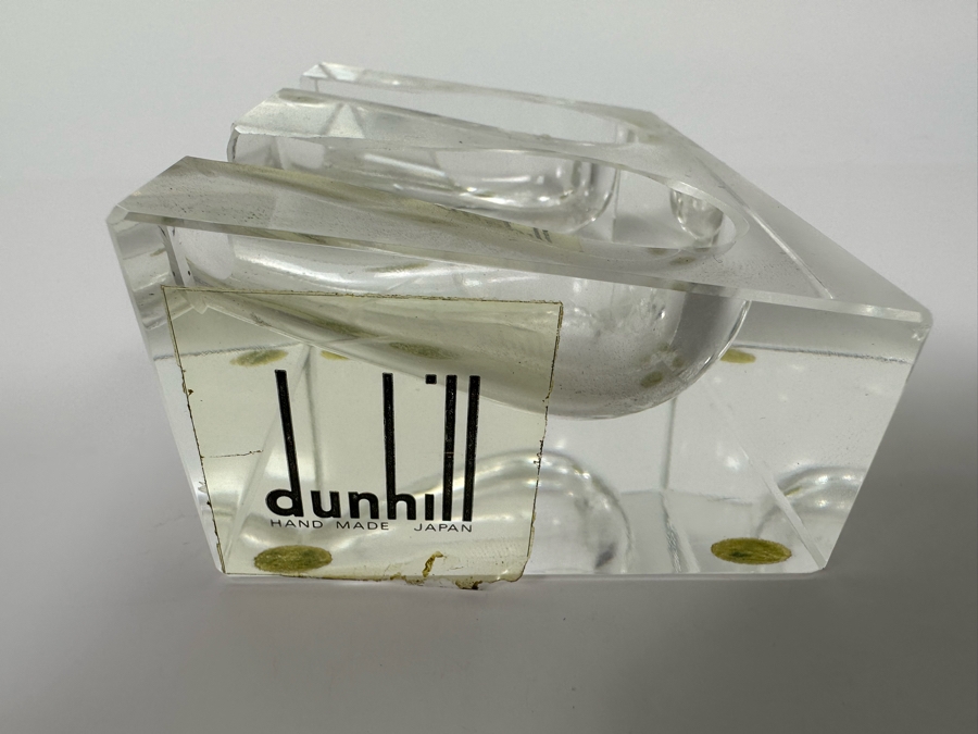 Vintage Dunhill Lucite Pipe Holder 4.25W X 3D X 1.75H With Pair Of Art Deco Machine Age Aluminum Smoking Pipes Brial [Photo 21]