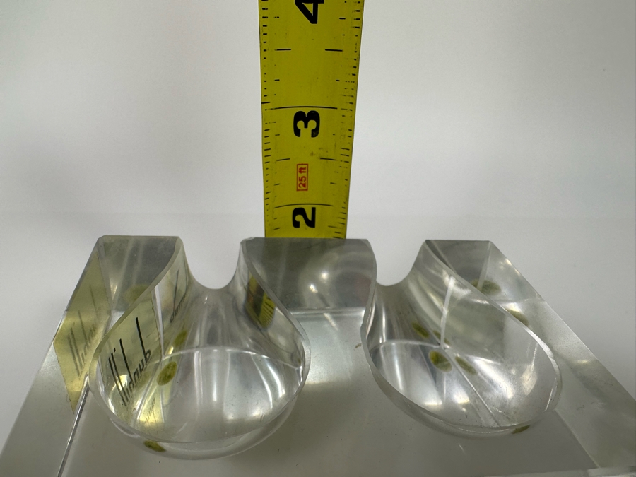 Vintage Dunhill Lucite Pipe Holder 4.25W X 3D X 1.75H With Pair Of Art Deco Machine Age Aluminum Smoking Pipes Brial [Photo 26]