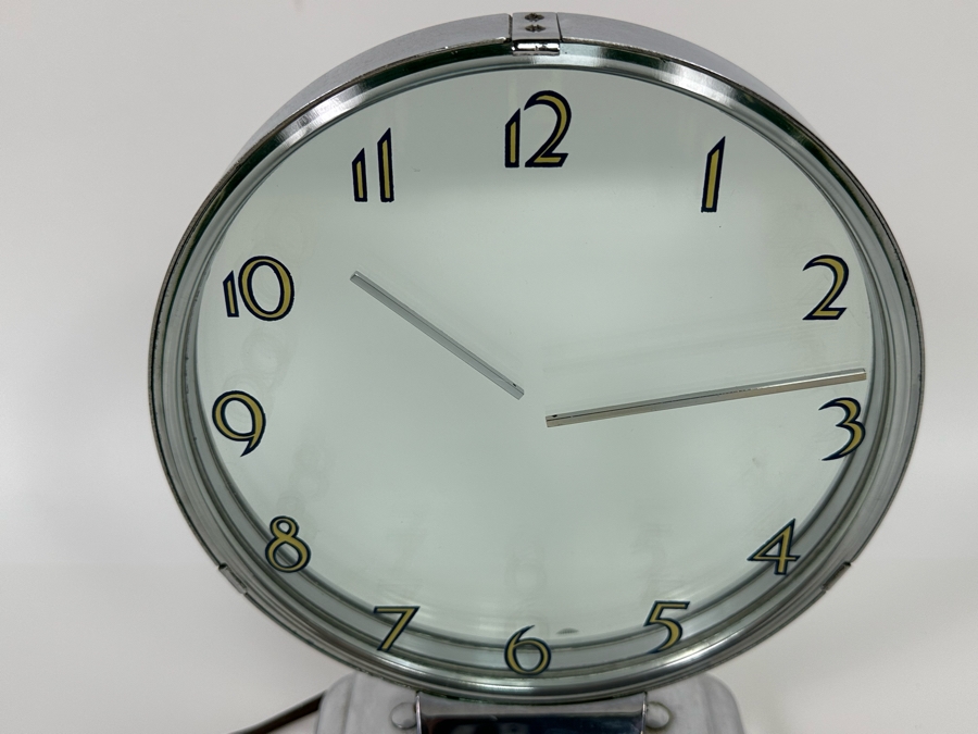 Vintage Art Deco Chrome Mystery Clock With Transparent Floating Hands By Etalage Reclame Corp Working Rare 7.25W X 2.5D X 9.5H [Photo 5]