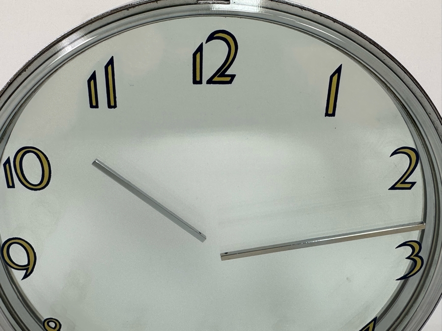 Vintage Art Deco Chrome Mystery Clock With Transparent Floating Hands By Etalage Reclame Corp Working Rare 7.25W X 2.5D X 9.5H [Photo 6]
