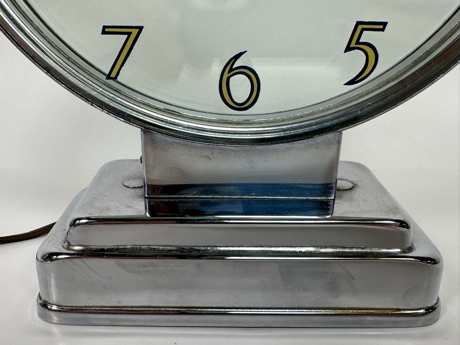 Vintage Art Deco Chrome Mystery Clock With Transparent Floating Hands By Etalage Reclame Corp Working Rare 7.25W X 2.5D X 9.5H [Photo 7]