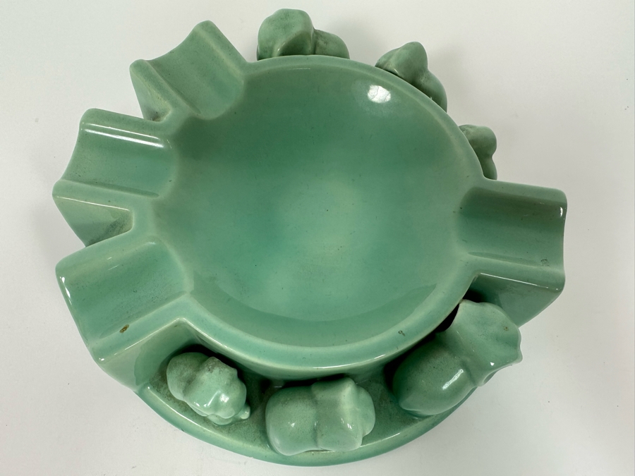 Vintage Royal Haeger USA Pottery Elephants Ashtray R566 7.5W X 1.75H Difficult To Find [Photo 5]