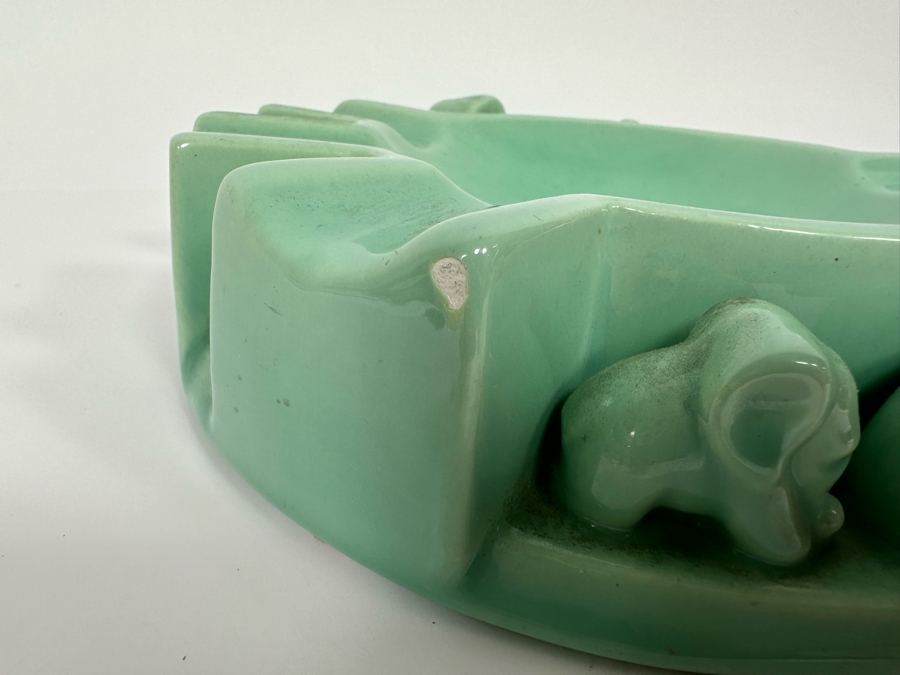 Vintage Royal Haeger USA Pottery Elephants Ashtray R566 7.5W X 1.75H Difficult To Find [Photo 7]