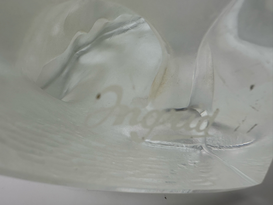 Vintage Art Deco Hoffman Frosted Bohemia Czechoslovakian Glass Female Bust Sculpture Signed Ingrid Made By Heinrich Hoffmann And Curt Schlevogt 6W X 3D X 8.5H [Photo 11]