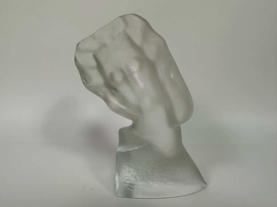 Vintage Art Deco Hoffman Frosted Bohemia Czechoslovakian Glass Female Bust Sculpture Signed Ingrid Made By Heinrich Hoffmann And Curt Schlevogt 6W X 3D X 8.5H [Photo 8]